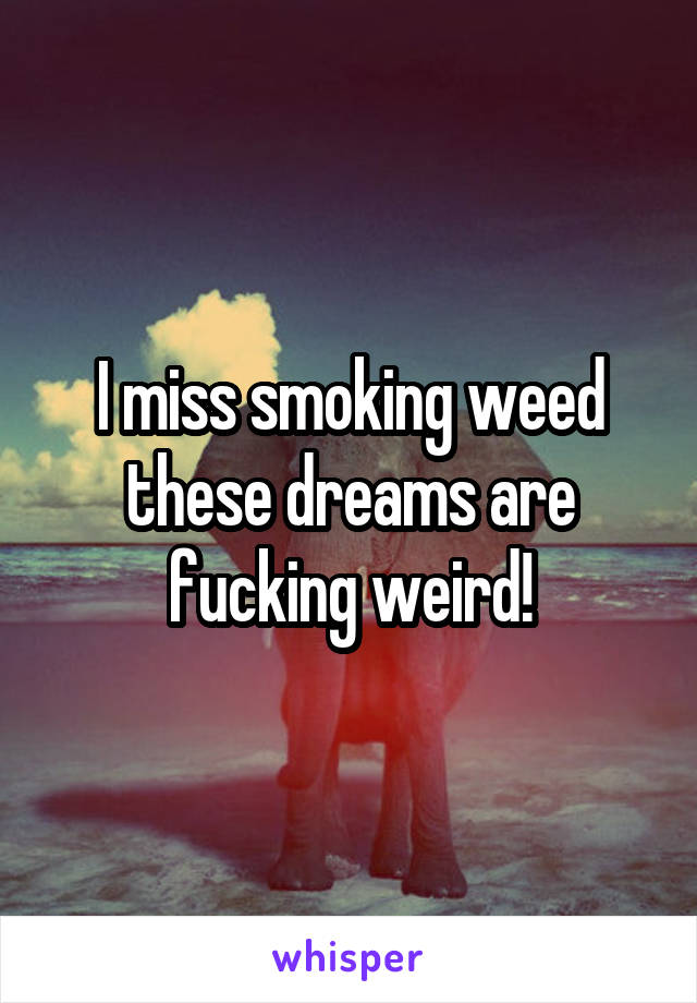 I miss smoking weed these dreams are fucking weird!