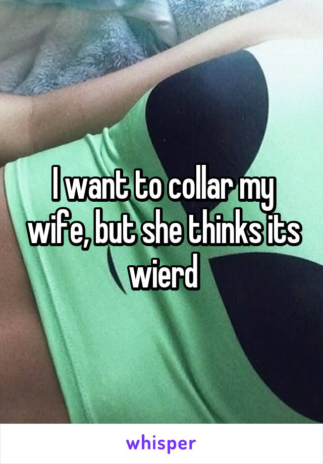 I want to collar my wife, but she thinks its wierd