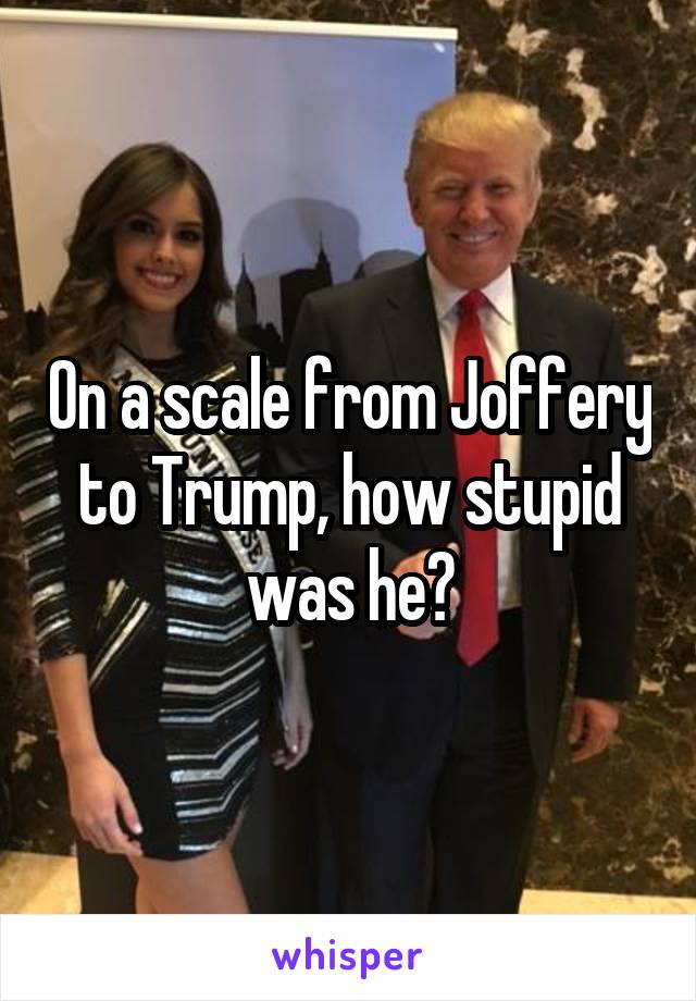 On a scale from Joffery to Trump, how stupid was he?