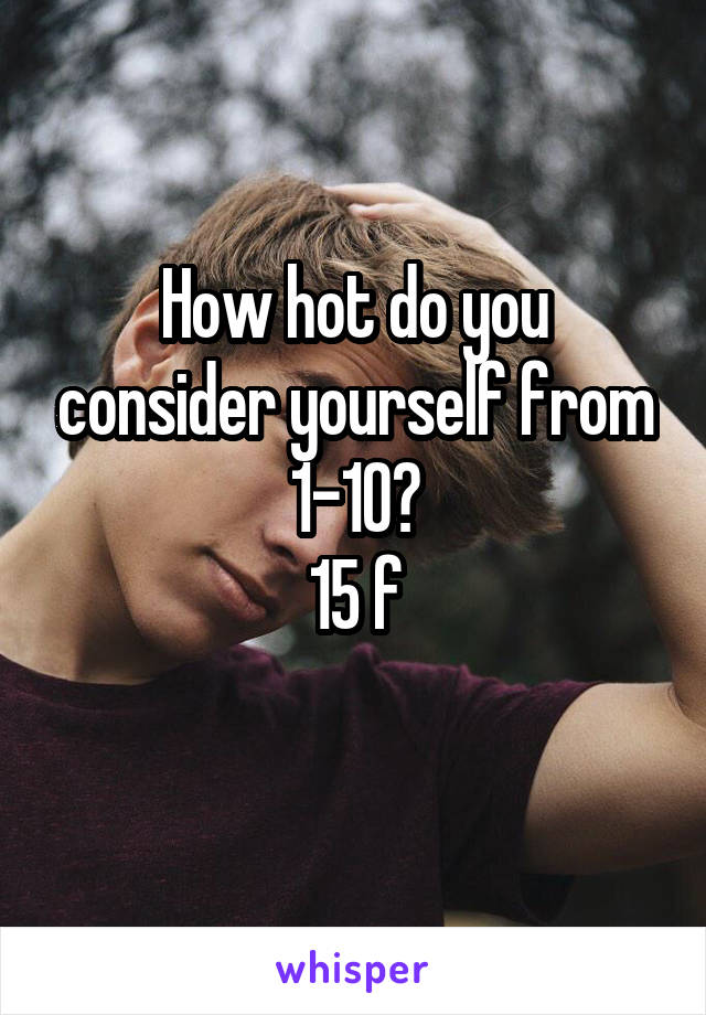 How hot do you consider yourself from 1-10?
15 f
