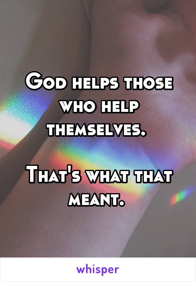 God helps those who help themselves. 

That's what that meant. 