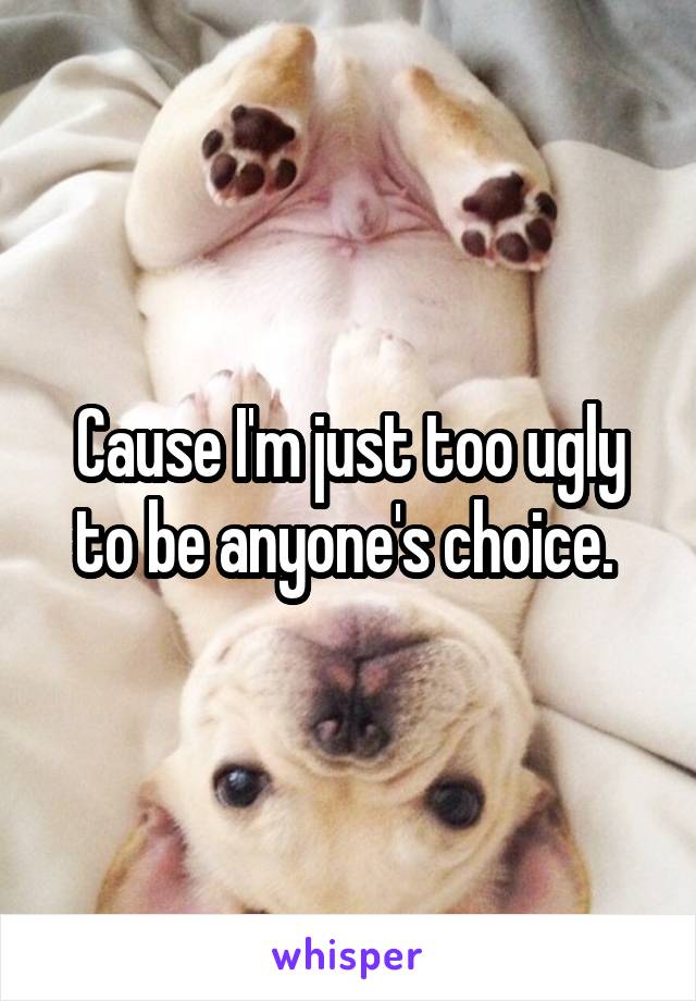 Cause I'm just too ugly to be anyone's choice. 