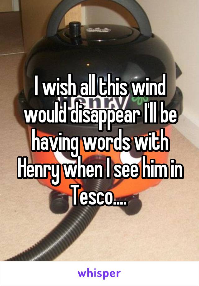 I wish all this wind would disappear I'll be having words with Henry when I see him in Tesco.... 