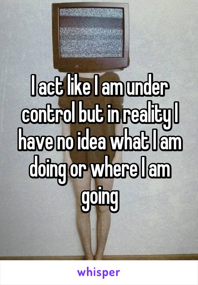 I act like I am under control but in reality I have no idea what I am doing or where I am going