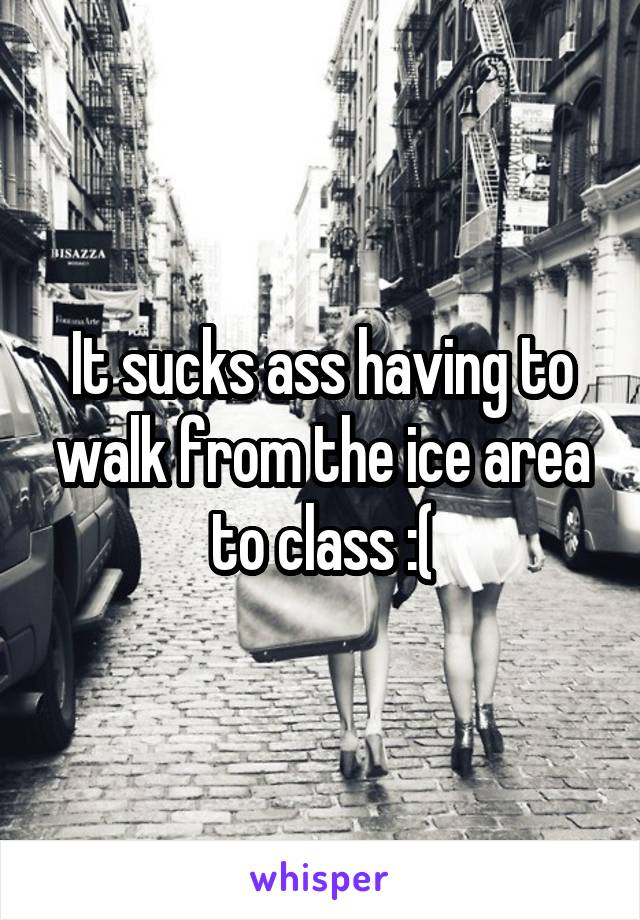 It sucks ass having to walk from the ice area to class :(