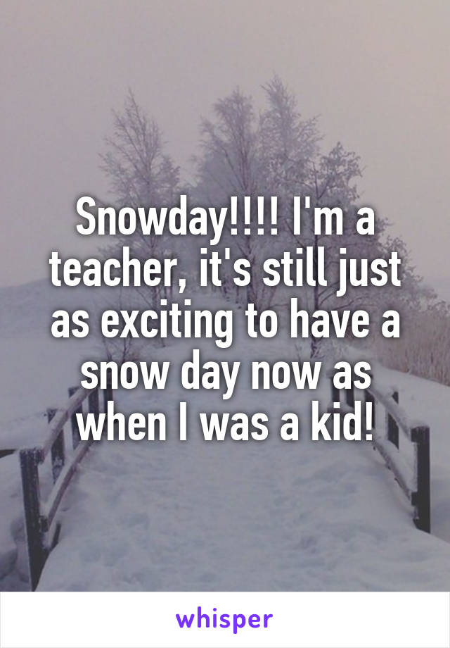 Snowday!!!! I'm a teacher, it's still just as exciting to have a snow day now as when I was a kid!