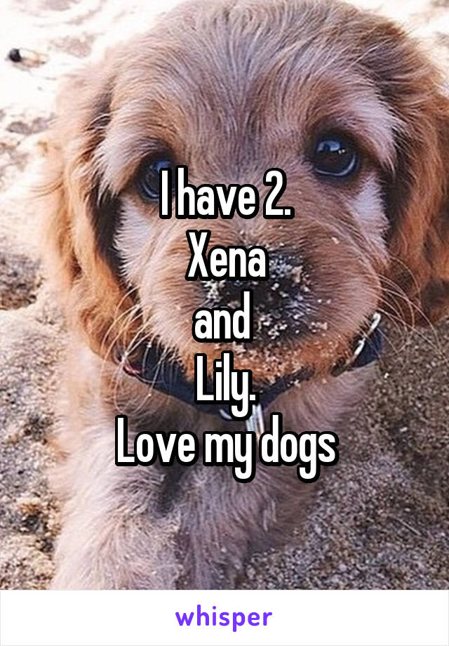 I have 2.
Xena
and 
Lily.
Love my dogs