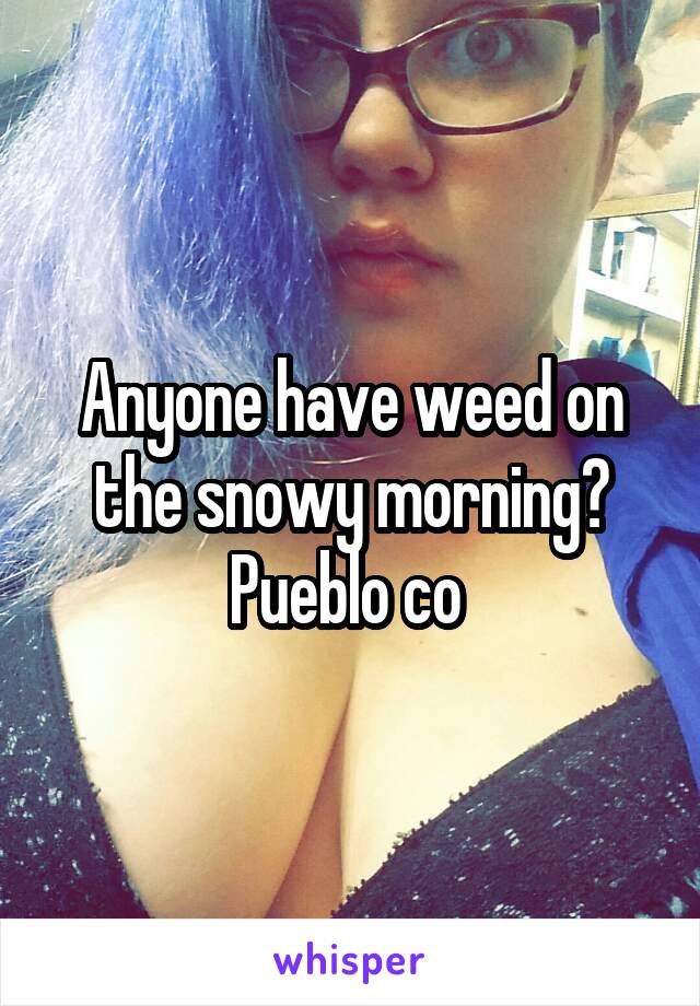 Anyone have weed on the snowy morning? Pueblo co 