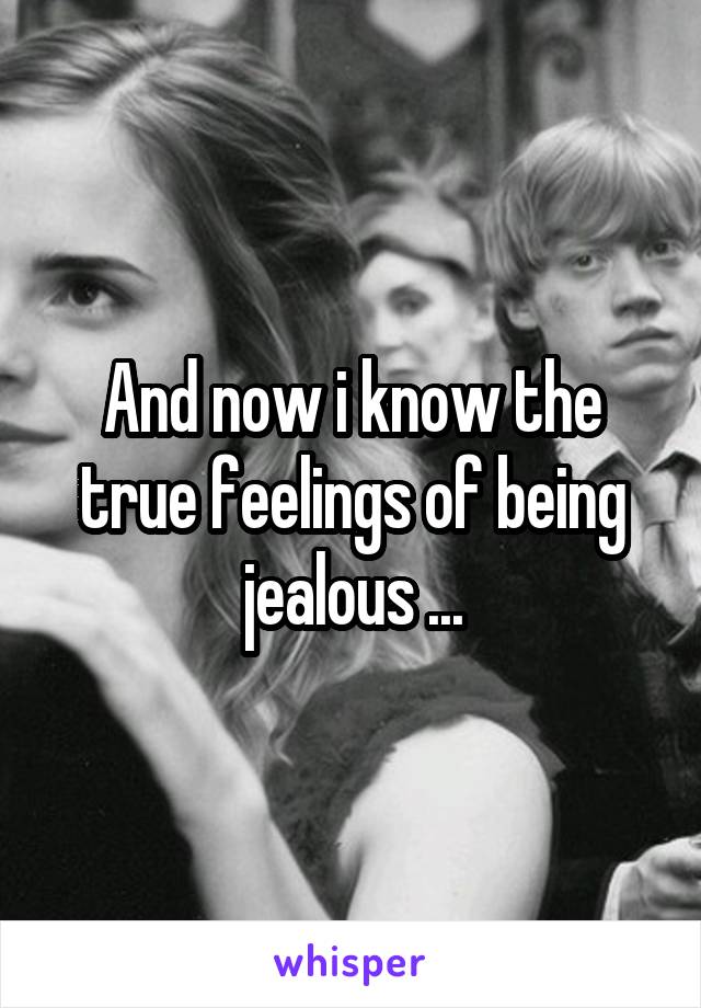 And now i know the true feelings of being jealous ...