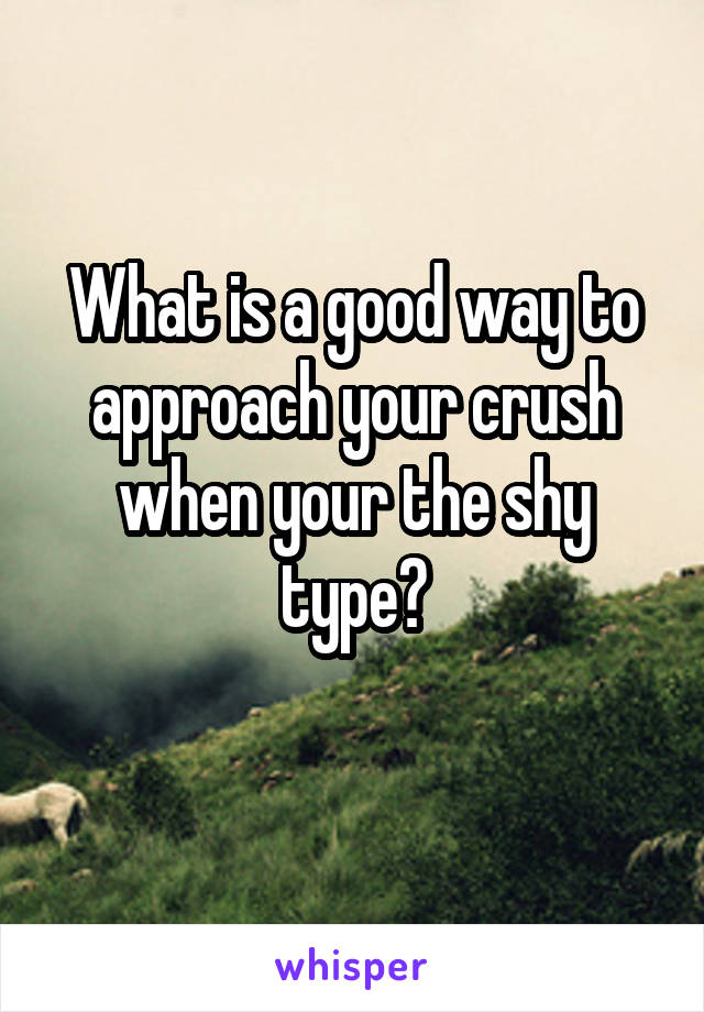 What is a good way to approach your crush when your the shy type?
