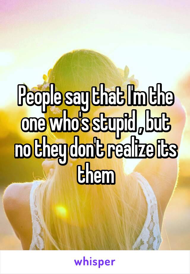 People say that I'm the one who's stupid , but no they don't realize its them