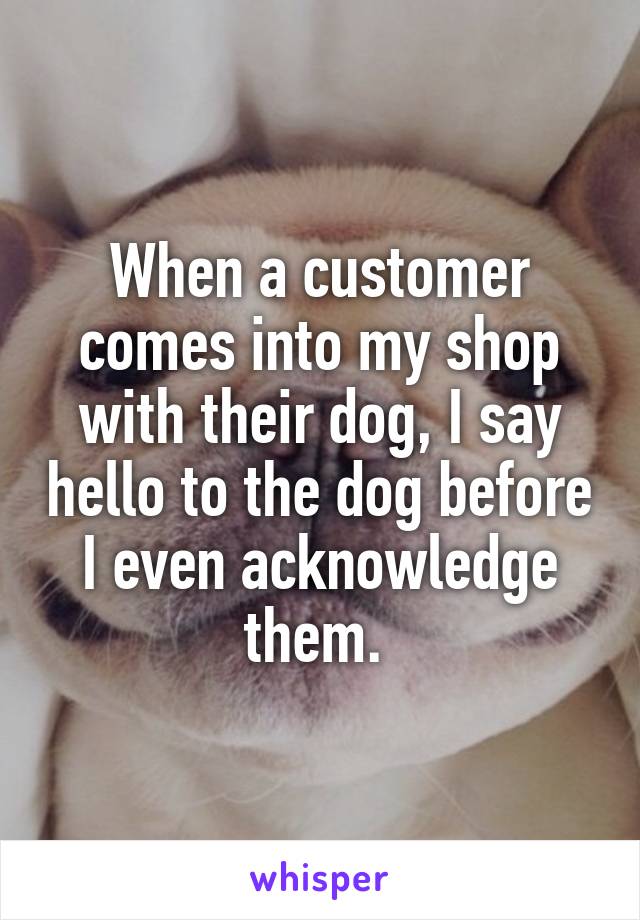 When a customer comes into my shop with their dog, I say hello to the dog before I even acknowledge them. 