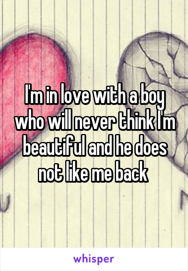 I'm in love with a boy who will never think I'm beautiful and he does not like me back 