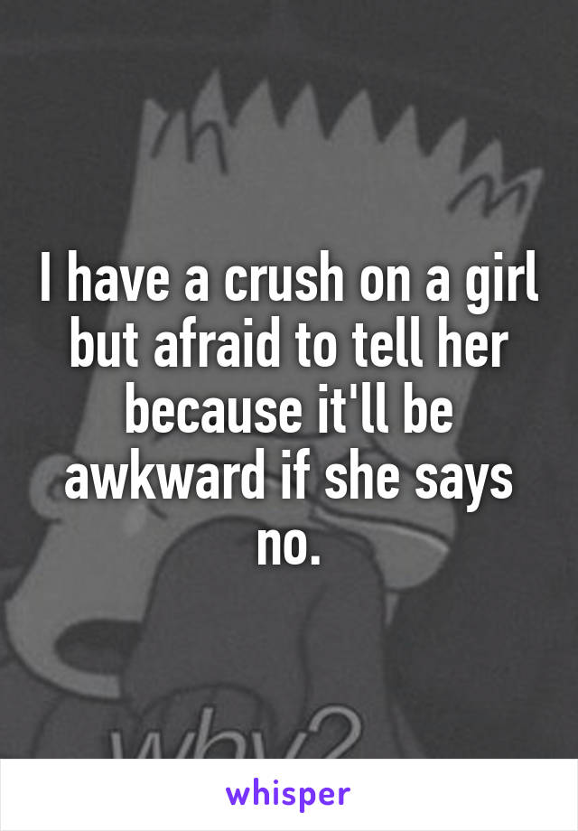 I have a crush on a girl but afraid to tell her because it'll be awkward if she says no.