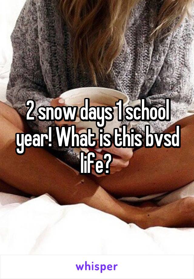 2 snow days 1 school year! What is this bvsd life? 