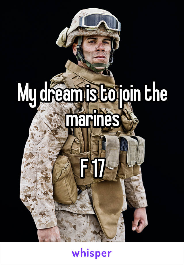 My dream is to join the marines

F 17