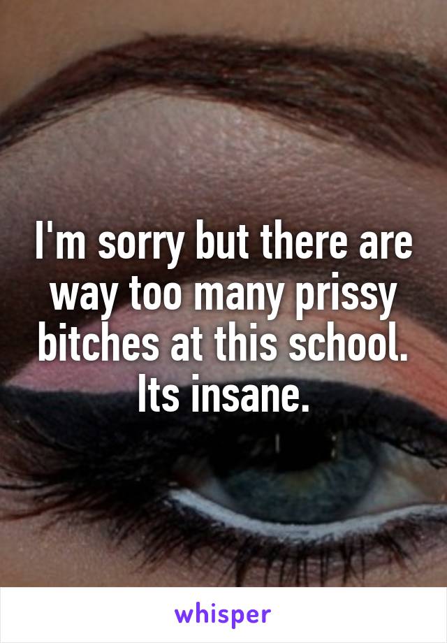 I'm sorry but there are way too many prissy bitches at this school. Its insane.