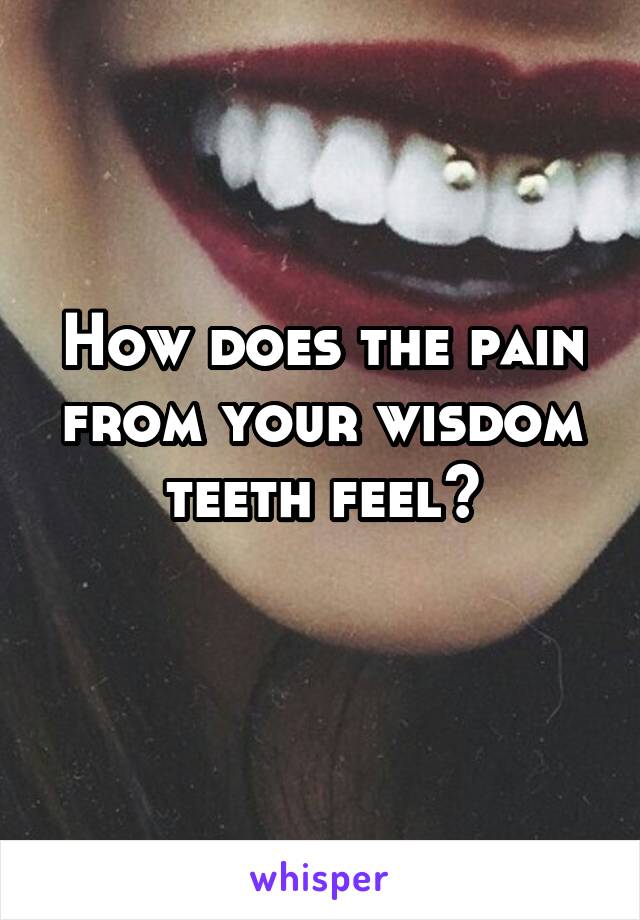 How does the pain from your wisdom teeth feel?
