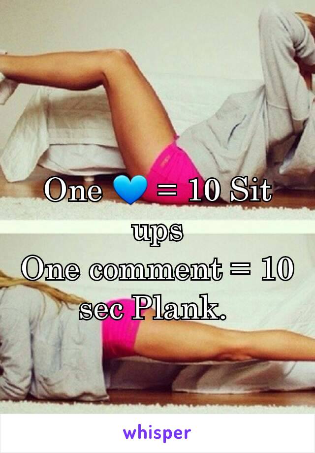 One 💙 = 10 Sit ups
One comment = 10 sec Plank. 