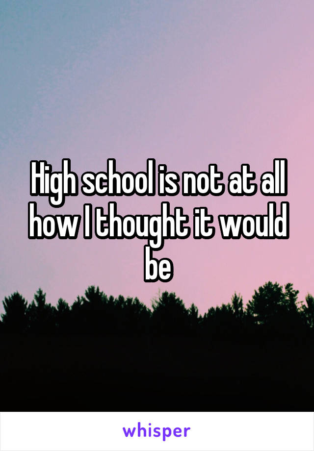 High school is not at all how I thought it would be