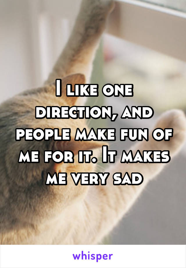 I like one direction, and people make fun of me for it. It makes me very sad