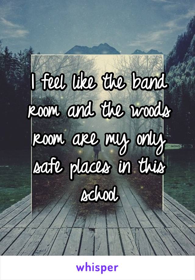 I feel like the band room and the woods room are my only safe places in this school