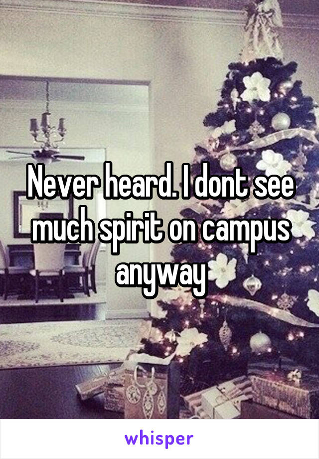 Never heard. I dont see much spirit on campus anyway