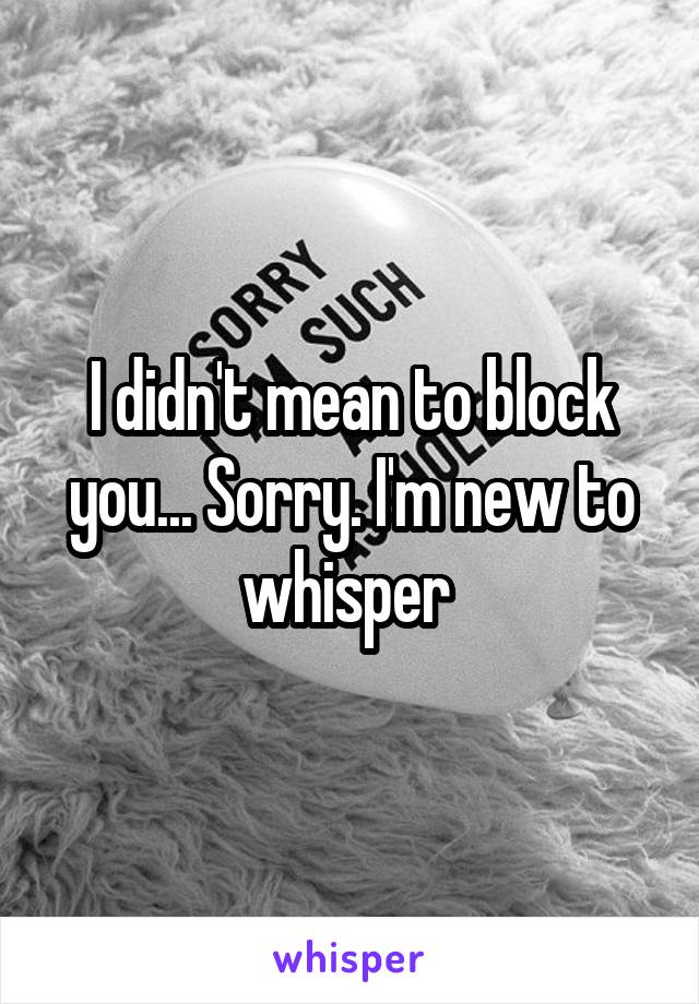 I didn't mean to block you... Sorry. I'm new to whisper 