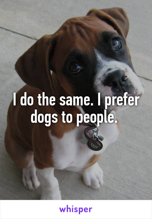 I do the same. I prefer dogs to people. 