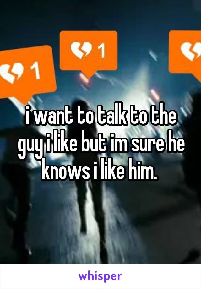 i want to talk to the guy i like but im sure he knows i like him. 