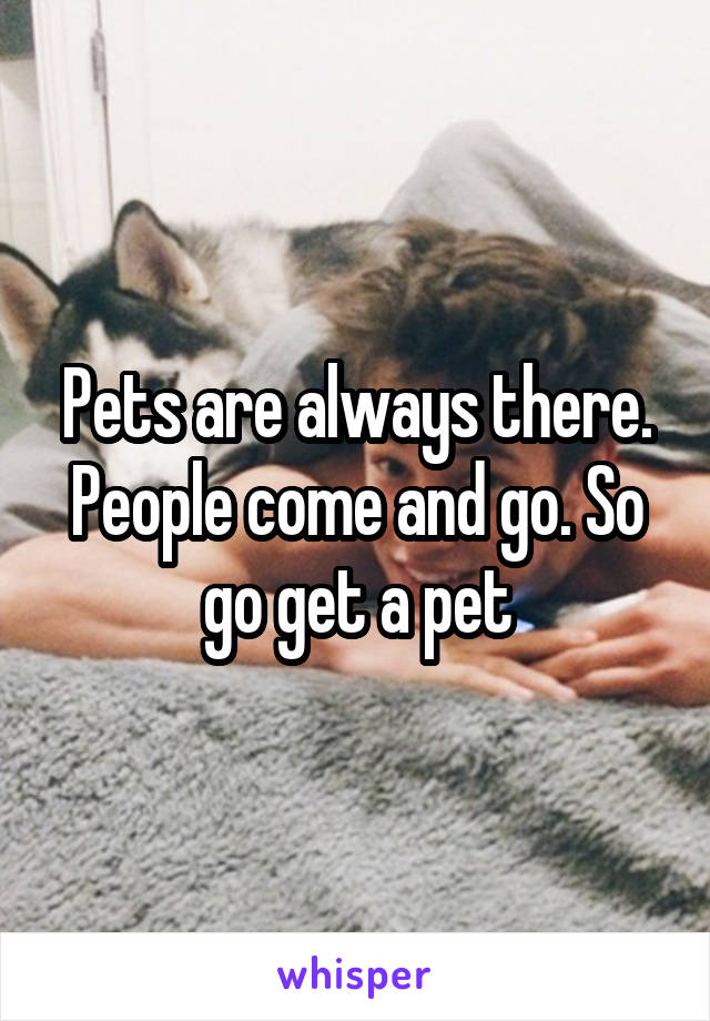 Pets are always there. People come and go. So go get a pet