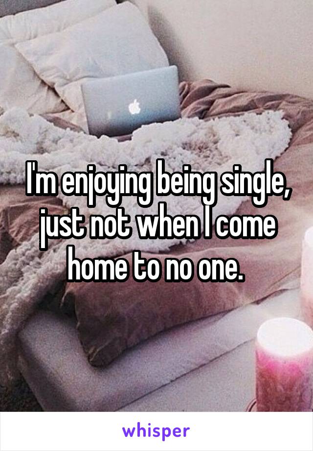 I'm enjoying being single, just not when I come home to no one. 