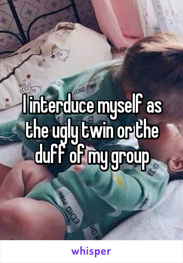 I interduce myself as the ugly twin or the duff of my group