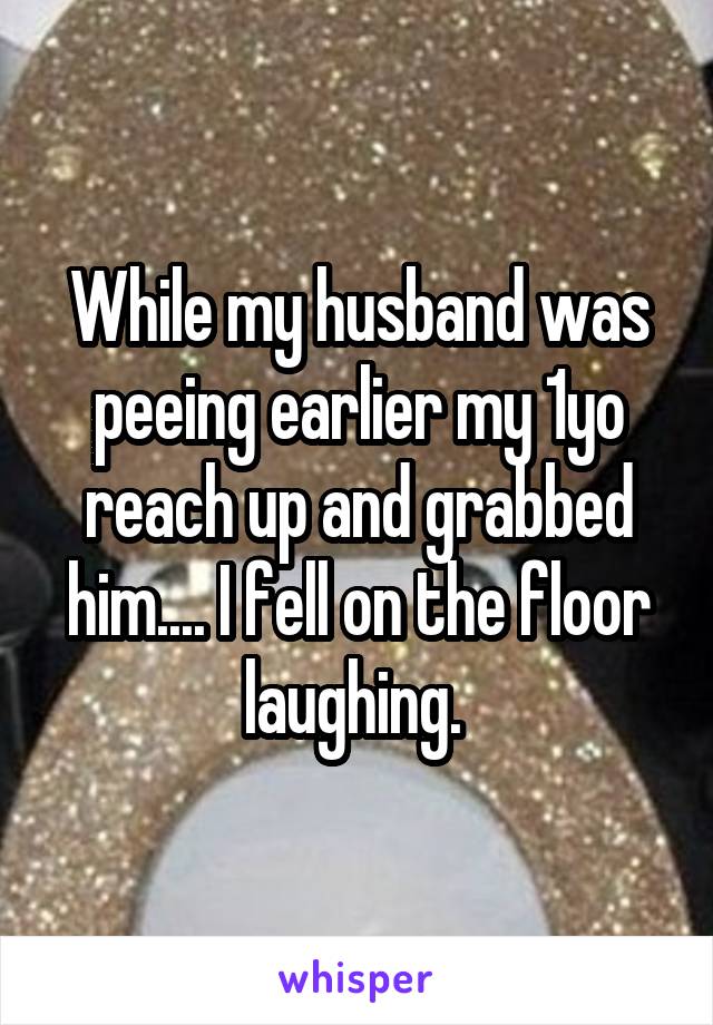 While my husband was peeing earlier my 1yo reach up and grabbed him.... I fell on the floor laughing. 