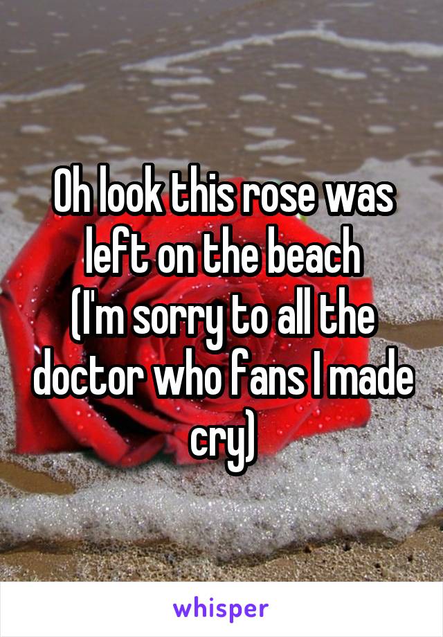 Oh look this rose was left on the beach
(I'm sorry to all the doctor who fans I made cry)
