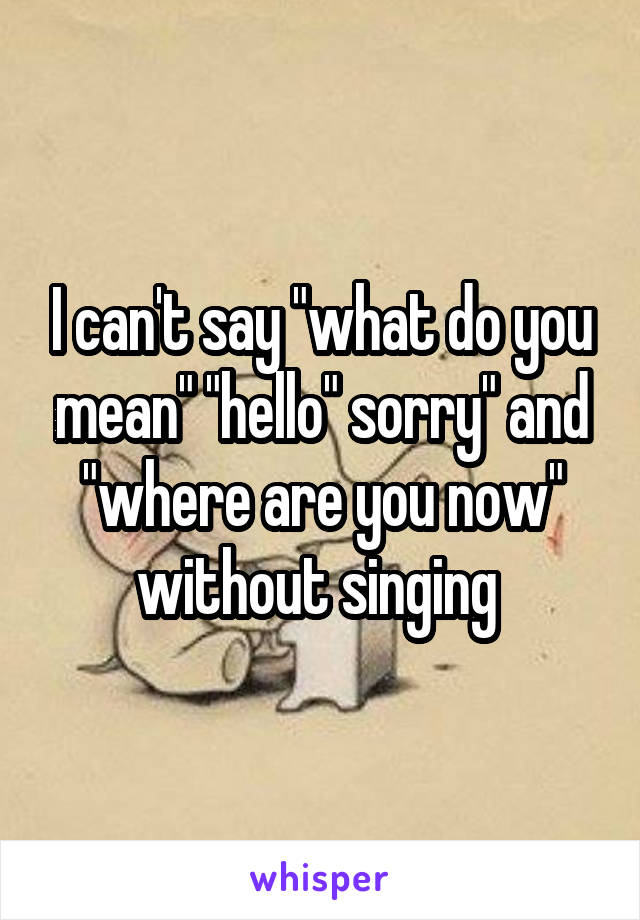 I can't say "what do you mean" "hello" sorry" and "where are you now" without singing 