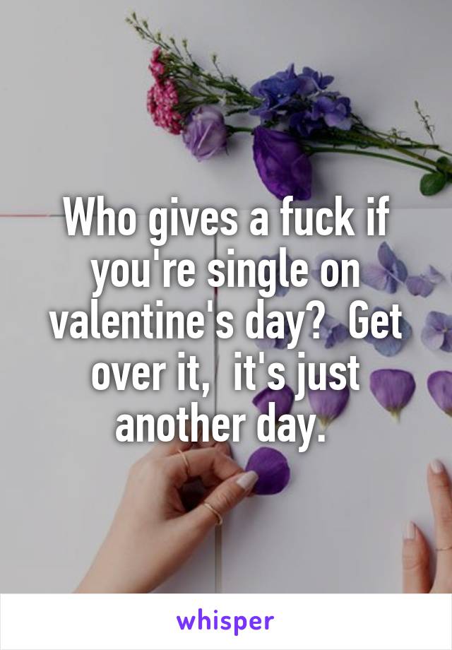 Who gives a fuck if you're single on valentine's day?  Get over it,  it's just another day. 