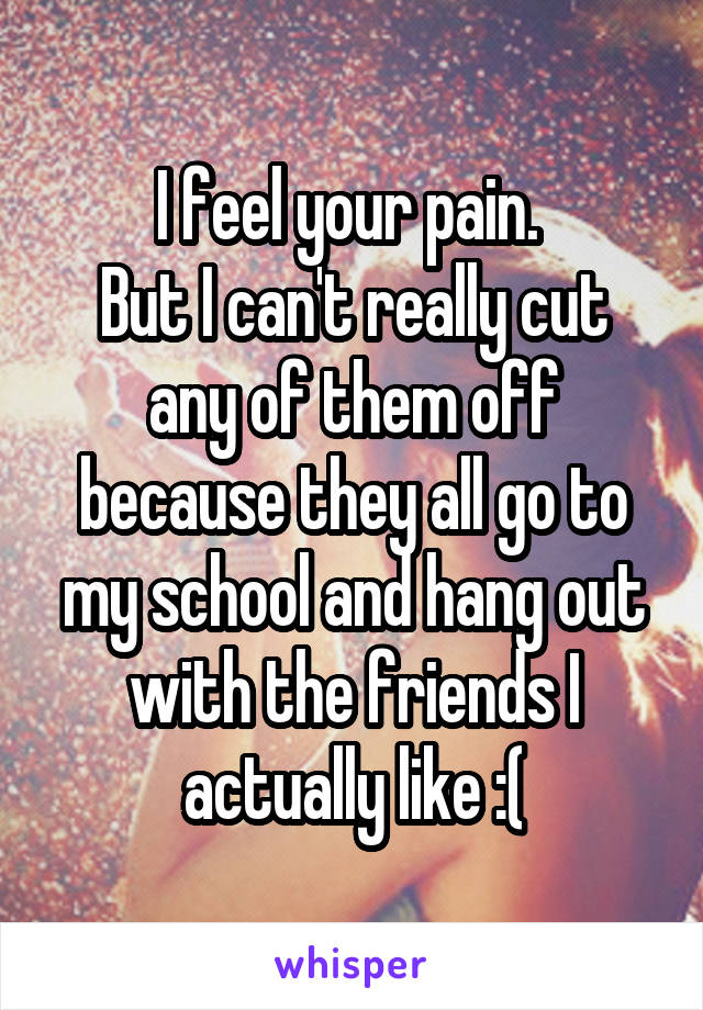 I feel your pain. 
But I can't really cut any of them off because they all go to my school and hang out with the friends I actually like :(