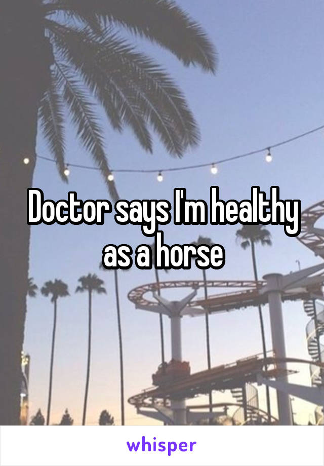 Doctor says I'm healthy as a horse