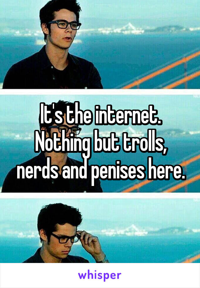 It's the internet. Nothing but trolls, nerds and penises here.
