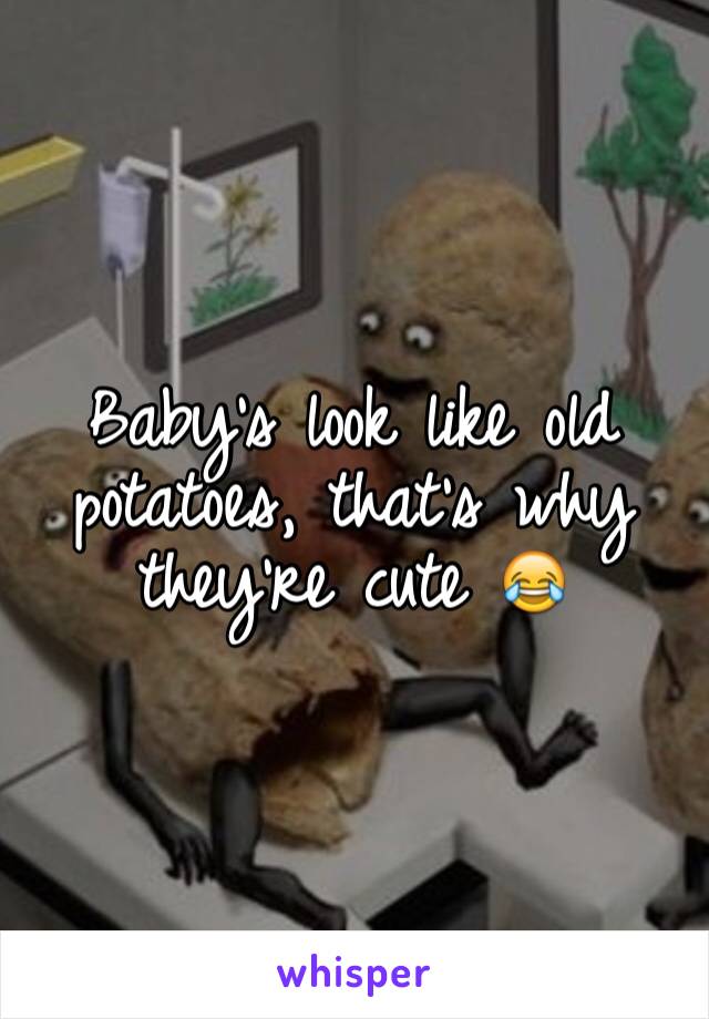 Baby's look like old potatoes, that's why they're cute 😂