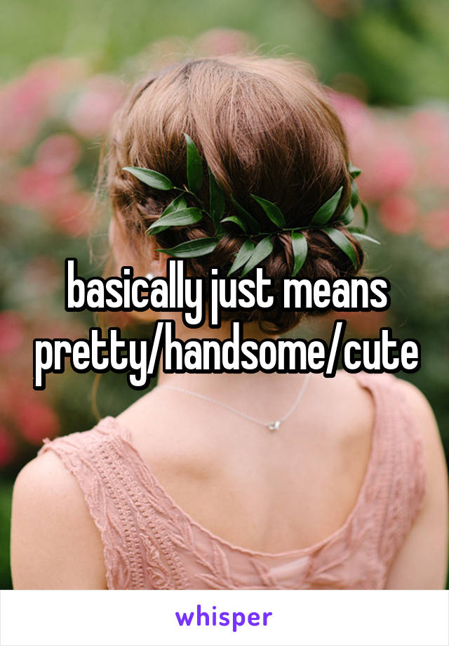 basically just means pretty/handsome/cute