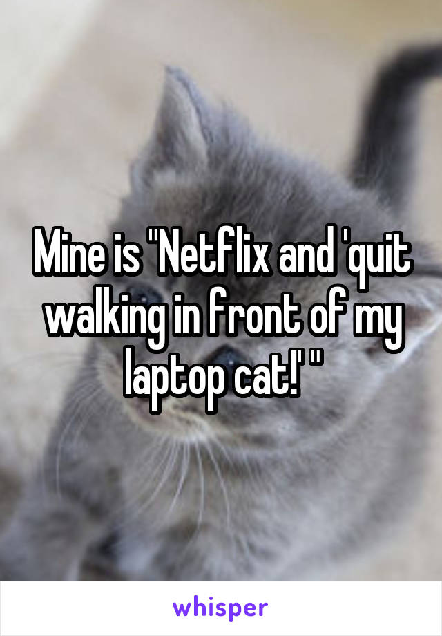 Mine is "Netflix and 'quit walking in front of my laptop cat!' "