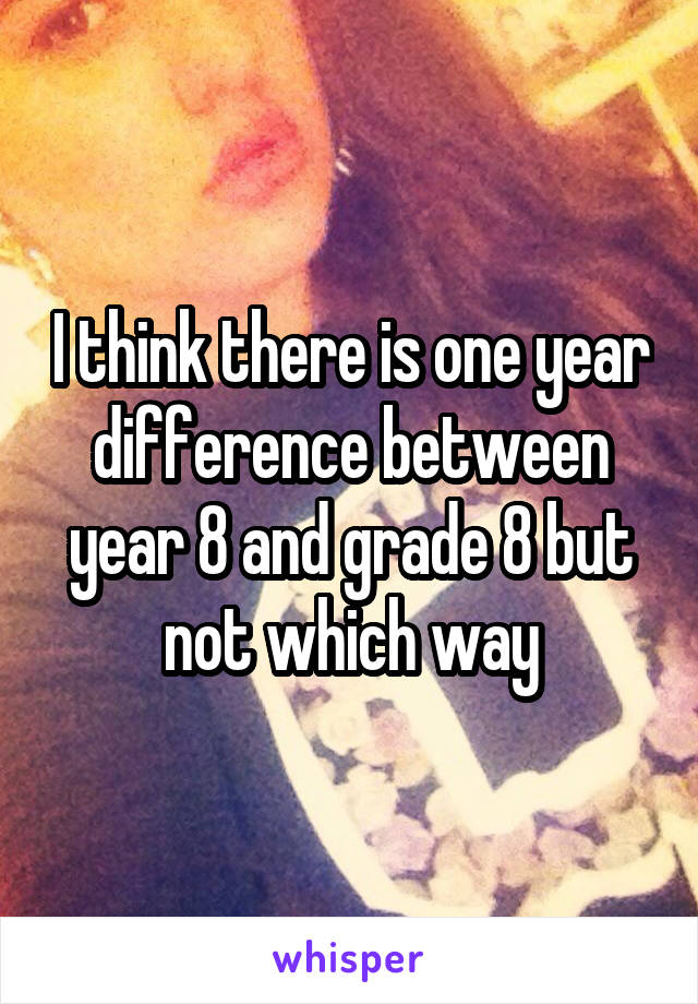 I think there is one year difference between year 8 and grade 8 but not which way