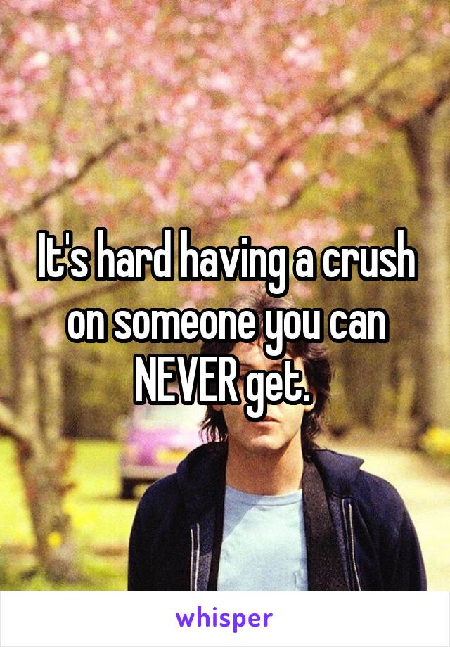 It's hard having a crush on someone you can NEVER get. 