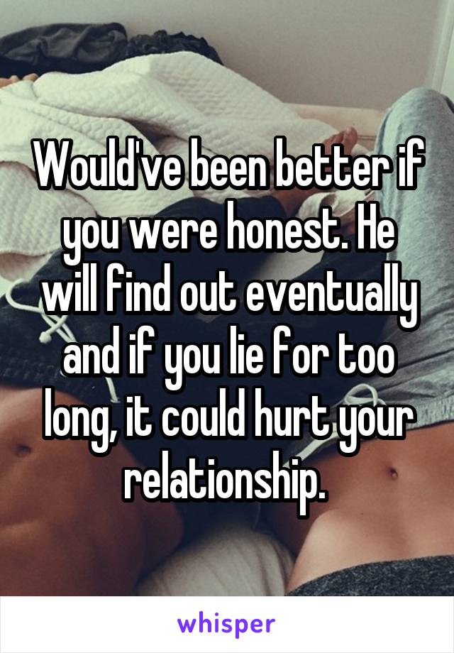 Would've been better if you were honest. He will find out eventually and if you lie for too long, it could hurt your relationship. 