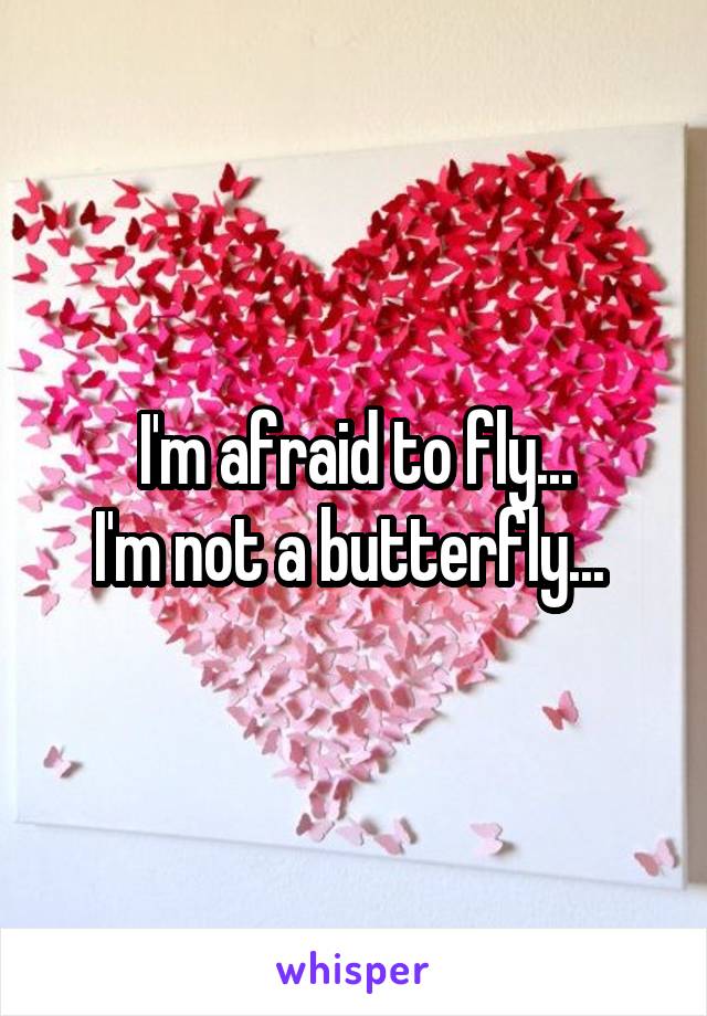 I'm afraid to fly...
I'm not a butterfly... 