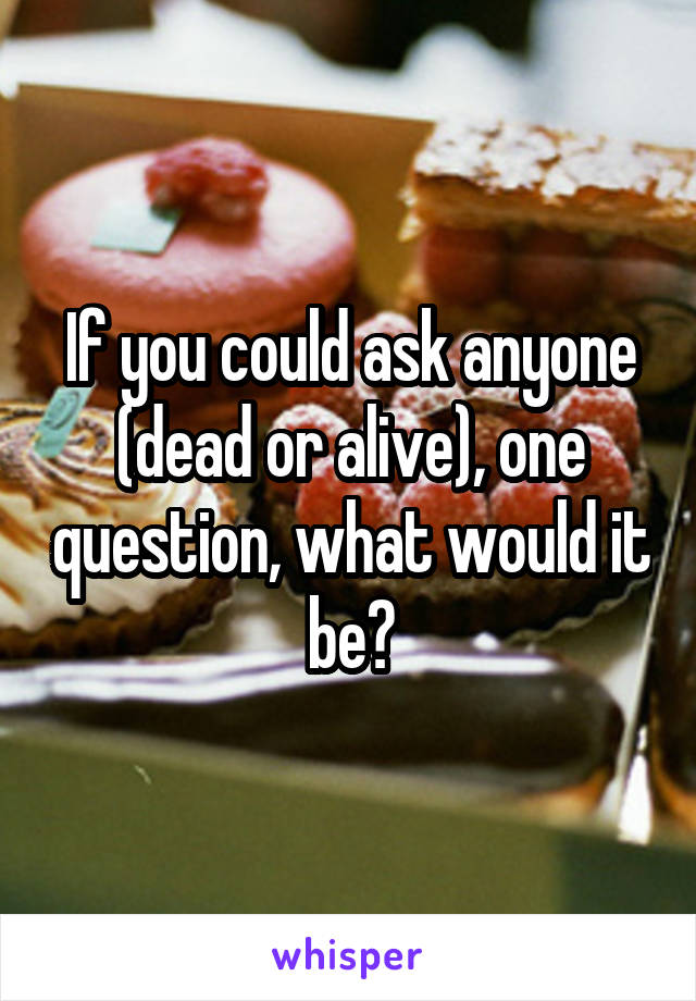 If you could ask anyone (dead or alive), one question, what would it be?