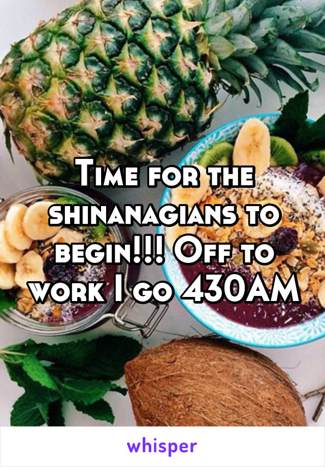 Time for the shinanagians to begin!!! Off to work I go 430AM