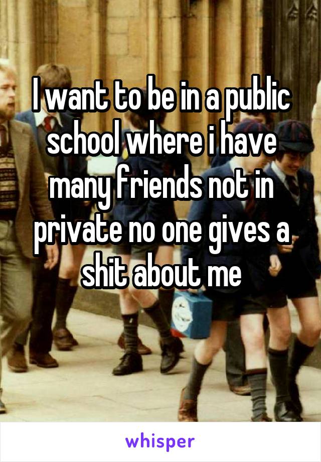 I want to be in a public school where i have many friends not in private no one gives a shit about me

